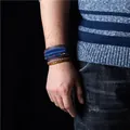 Men's bohemian multilayer bracelet set with brown leather and tiger eye beads - Vintage Ethnic Collection (N07) / 4 Pieces / N07