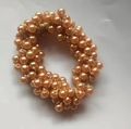 Elastic hair tie with champagne orange faux pearls for women hair accessories - Standard / Brown