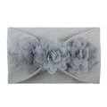 Light grey chiffon flower baby headband with soft elastic nylon strap for infants - Gray