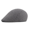 Classic black and white houndstooth ivy cap in thick wool blend for winter warmth - 57-58cm / Gray