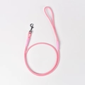 Pink braided nylon dog leash with reflective fibers and durable silver metal snap hook - 120cm*4mm / Pink