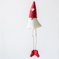 Nordic wool felt Christmas gnome ornament with red heart hat and long hanging legs - Red Long Legs Style (2)