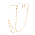 Elegant gold round glasses with heart charm metal link chain on white background - Gold