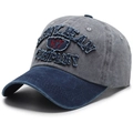 Berretto da baseball vintage lavato grigio e blu navy con ricamo FINKLEAN 67 - Regolabile / Grigio (Patchwork Blu Marino)