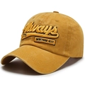 Casquette de baseball en coton lavé jaune gingembre avec broderie New York 75 - Réglable / Jaune