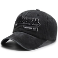 Casquette de baseball en jean gris foncé délavé avec broderie Always 75 New York - Réglable / Noir