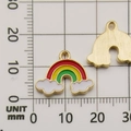 Rainbow enamel charm in gold alloy with clouds for DIY jewelry making, size 18mm x 15mm - Rainbow Pendant (10978)