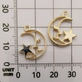 Golden moon and star alloy pendants on scale showing precise 15x20mm size details - Black Moon Pendant (11010)