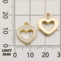 DIY gold heart pendants in white enamel and hollow metal styles with scale measurements - White Heart Pendant (10974)