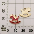 Red enamel unicorn hobbyhorse charm in alloy and gold-plated back view with 20mm grid - Red Rocking Horse