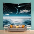 Detail of bedroom tapestry showing dreamlike crescent moon and ocean scenery background - 73X95CM / Dreamy Moon & Stars