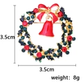 Christmas wreath brooch with red bow, rhinestones and bells, size 3.5cm and weight 8g - Bell
