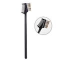 Dual-sided eyebrow and eyelash comb with wooden handle for grooming and shaping lashes - Double-Ended Brow Brush Eyelash Comb - All Black