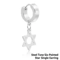 Steel color titanium hoop earring with a hollow hexagram star charm for men - Steel Color Hexagram / 1PC