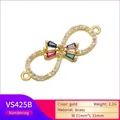 Infinity brass connector in gold finish with vibrant rainbow baguette cubic zirconia stones - VS425B/Infinity