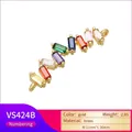 Macro shot of 11x36mm rainbow zircon bar connector in gold plating for DIY jewelry - VS424B/Bar