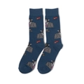 Détail de chaussettes bleu marine avec motif gorille en costume et poignets côtelés - Taille unique / Gorille Bleu Foncé