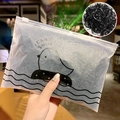 Detail of durable elastic hair ties in frosted zipper pouch with black rubber band close-up - Fully Transparent Pure Bagged (Style I)