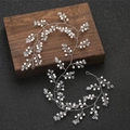 Eleganter 1,5m Braut-Haarschmuck mit weißen Perlen und Kristallen auf Silberdraht - Silberdraht/Klarer Kristall/Weiße Perle / Stil 1 Silber