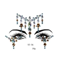 Macro shot of YT-76 iridescent blue and gold adhesive face gems for eye makeup - YT-76 (Gold AB Color)