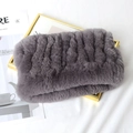 Thick knitted rabbit fur neck warmer in dark gray, high elasticity winter scarf headband - Dark Gray