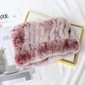 Pink and burgundy gradient faux rabbit fur neck warmer with thick wave texture - Frosted Wine Red