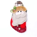 Calcetín de Navidad con figura de Papá Noel y detalle de puño a cuadros - Papá Noel