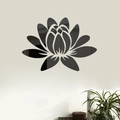 3D black mirror lotus wall sticker with reflective finish for living room decoration - Black