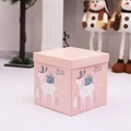 Pink 20cm Christmas gift box with reindeer pattern and Merry Christmas text decor - 20cm Pink Deer Gift Box