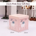 Pink Christmas reindeer gift box ornament 15cm size for festive window display - 15cm Pink Deer Gift Box