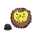 Pin de esmalte de erizo de dibujos animados con cara amarilla y púas marrón rojizo en blanco - Estilo Erizo (A00443) / Amarillo