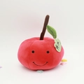 Cute red plush apple toy with smiling face and green leaf detail for small gifts - Cherry