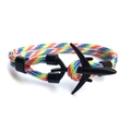 Rainbow woven paracord bracelet with black metal airplane clasp fastener - Rainbow (Dual Hole-02)