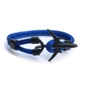 Adjustable blue 550 paracord bracelet featuring a sleek black metal airplane clasp - Blue (Dual Hole-07)