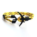 Yellow paracord bracelet with black metal airplane anchor and adjustable black sliding knot - Yellow Black (Dual Hole-04)