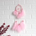 Handmade pink dream catcher with soft feathers and wooden beads for wall decoration - Girlish Style / Pink
