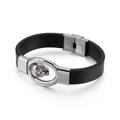 Pulsera para hombre de cuero trenzado negro con calavera y cierre de acero - Estilo Calavera de 21.5cm (KB109507-JR)