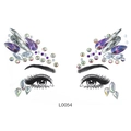 Detailansicht der lila Acryl-Strasssteine für Augen- und Gesicht-Make-up Dekoration - Lila Tränenform Klar Irisierend Symmetrisches Augen Modell (L0054)