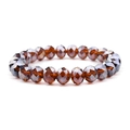 Elastic beaded bracelet featuring faceted amber brown crystal glass beads for women - Amber Brown