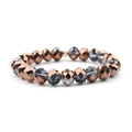 Elastic beaded bracelet with rose gold and faceted transparent gray glass crystals - Rose Gold & Trans Gray