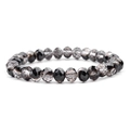 DIY crystal beaded bracelet with black and grey faceted glass beads on white background - Black & Gray Beaded