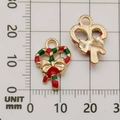 Christmas candy cane enamel charms in red and green gold finish with ruler measurement - 10920-Christmas Candy Cane 12x18mm