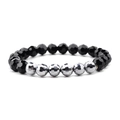 Faceted crystal bead stretch bracelet featuring black and silver glass beads - Black & Silver Metallic