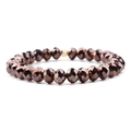 Elastic beaded bracelet featuring faceted brown glass crystals and a gold bead accent - Faceted Brown & Gold Bead