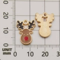 Brown reindeer enamel alloy charm with gold metal backing shown on a millimeter ruler scale - 10919-Reindeer Head 13x17mm