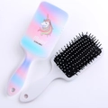 Rainbow gradient air cushion hairbrush featuring cute magical unicorn cartoon pattern - Colored Hair