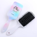 Set of two unicorn hairbrushes including one gradient rainbow handle with cartoon print - Pony Girl