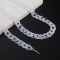 Translucent white acrylic glasses chain with metal lobster clasp and anti-slip rings - Clear White