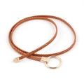 Ceinture tressée marron pour femme avec boucle ronde en alliage pour robes - Chameau