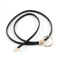 Corde de taille tressée noire avec boucle ronde en alliage doré pour robes de femme - Noir